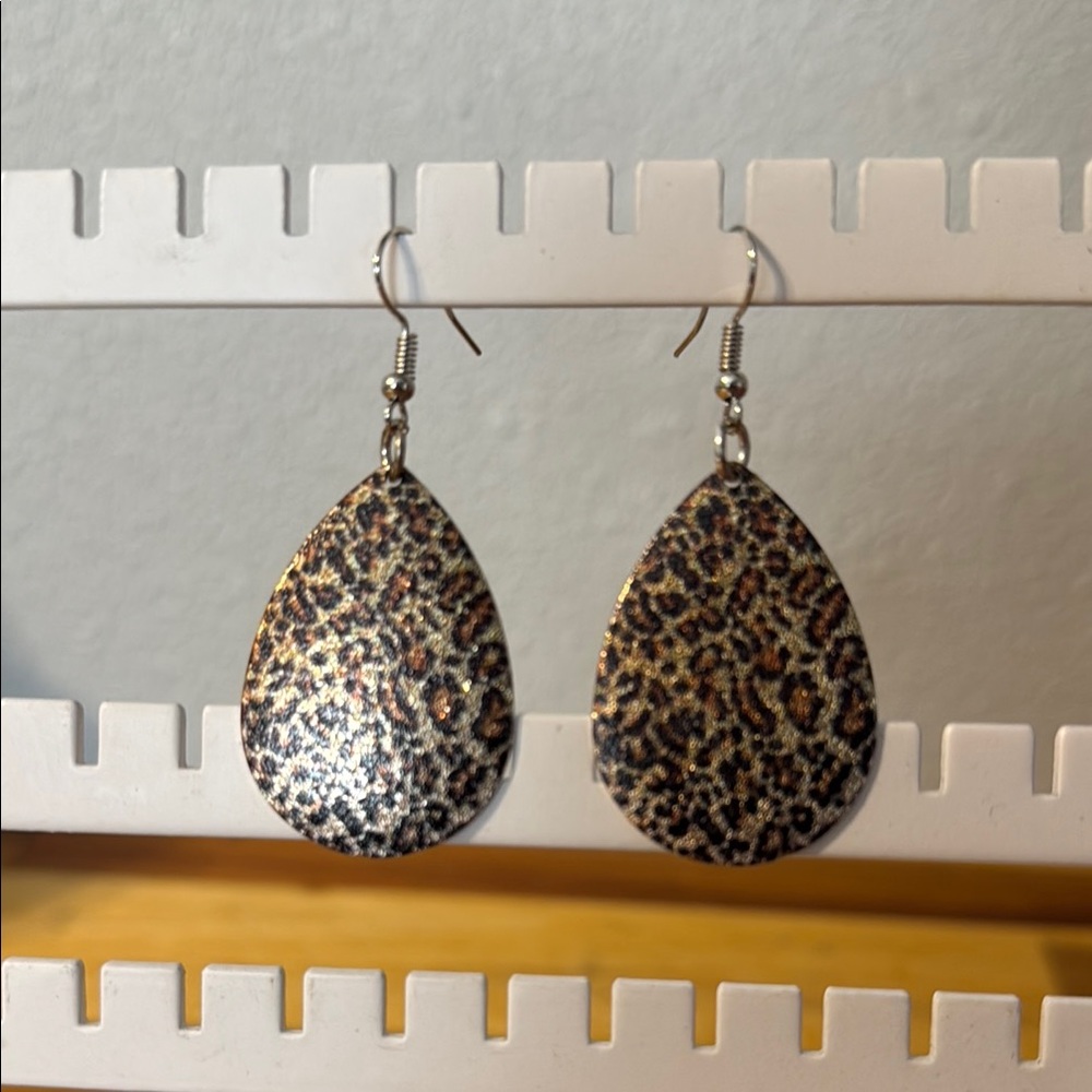 Leopard Print Teardrop Earrings